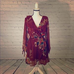 Long sleeved Floral Boho Dress
